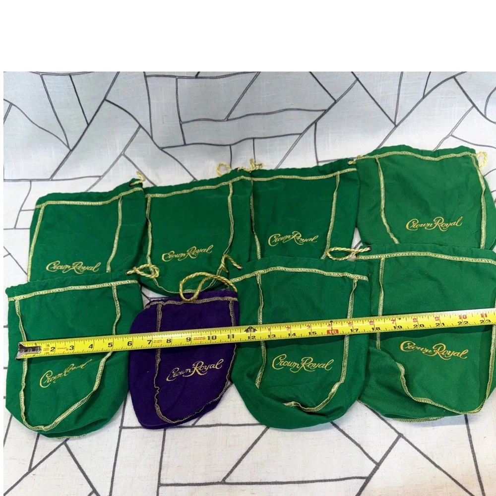 Crown Royal‎ Drawstring Bags 9 Inch Green and Purple Lot of 8 Crafting Storage